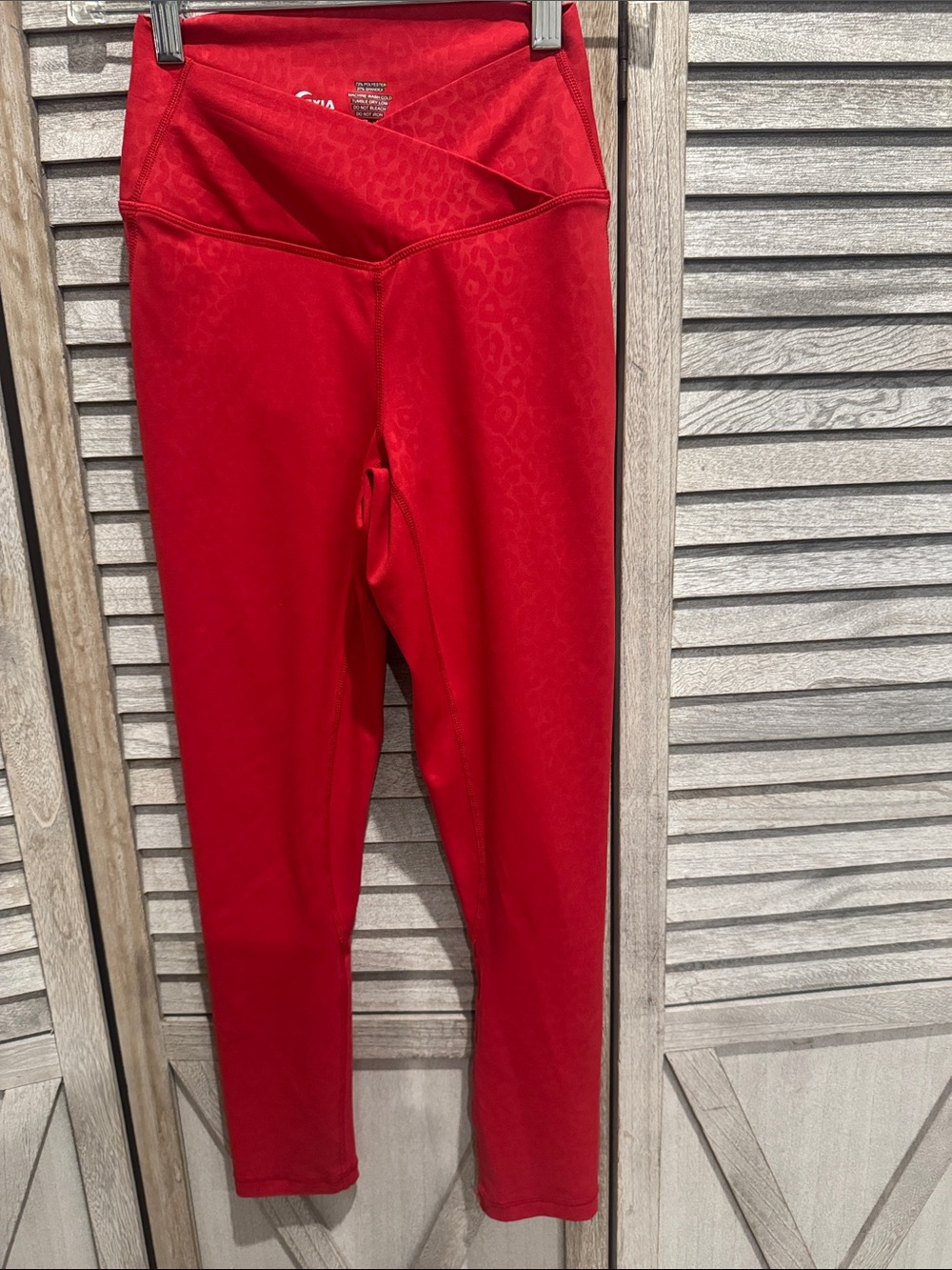 ZYIA Red High-Rise Crossover Waist Leggings Size 4